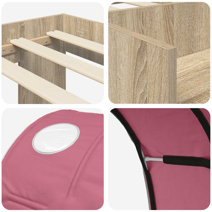 vidaXL Bed with Tunnel 3 pcs Sonoma Oak and Pink Engineered Wood