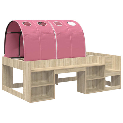 vidaXL Bed with Tunnel 3 pcs Sonoma Oak and Pink Engineered Wood
