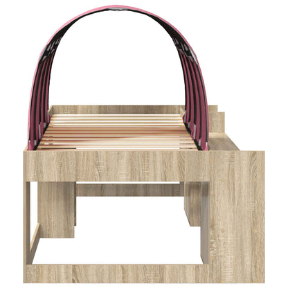 vidaXL Bed with Tunnel 3 pcs Sonoma Oak and Pink Engineered Wood