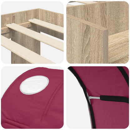 vidaXL Bed with Tunnel 3 pcs Sonoma Oak and Red Engineered Wood
