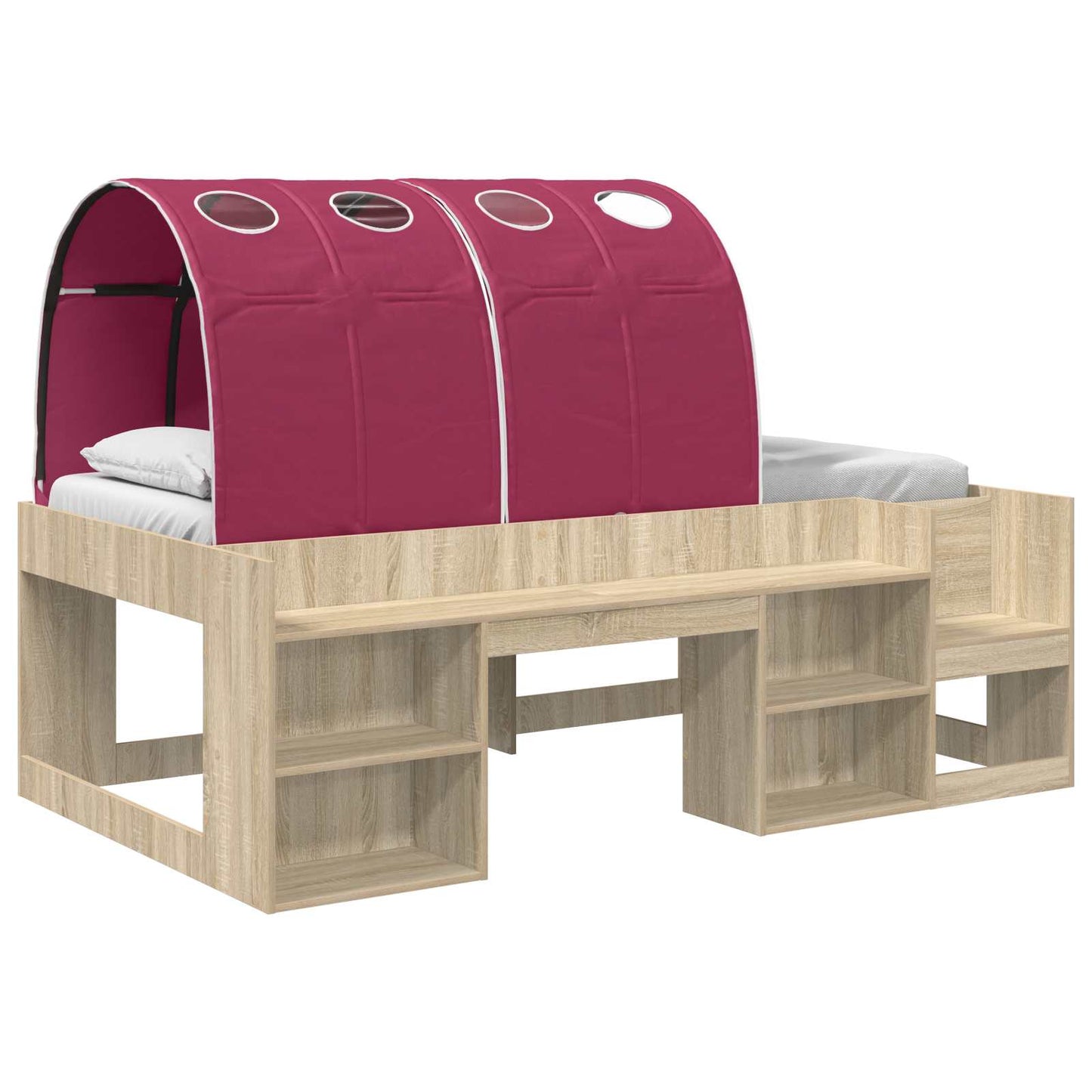 vidaXL Bed with Tunnel 3 pcs Sonoma Oak and Red Engineered Wood