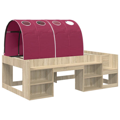 vidaXL Bed with Tunnel 3 pcs Sonoma Oak and Red Engineered Wood