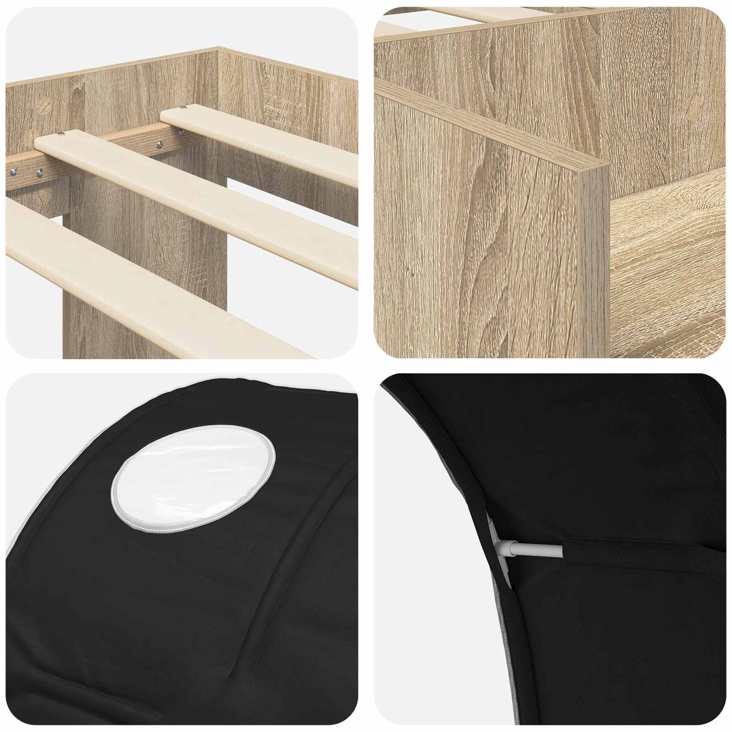 vidaXL Bed with Tunnel 3 pcs Sonoma Oak and Black Engineered Wood