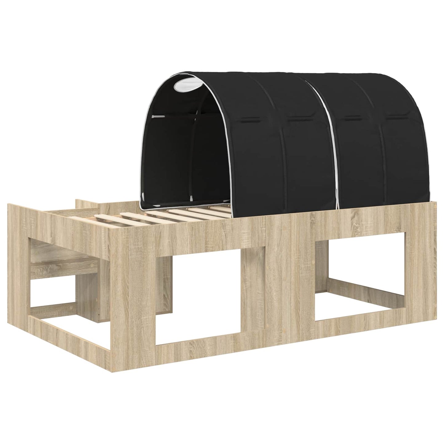 vidaXL Bed with Tunnel 3 pcs Sonoma Oak and Black Engineered Wood