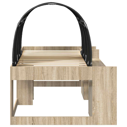 vidaXL Bed with Tunnel 3 pcs Sonoma Oak and Black Engineered Wood