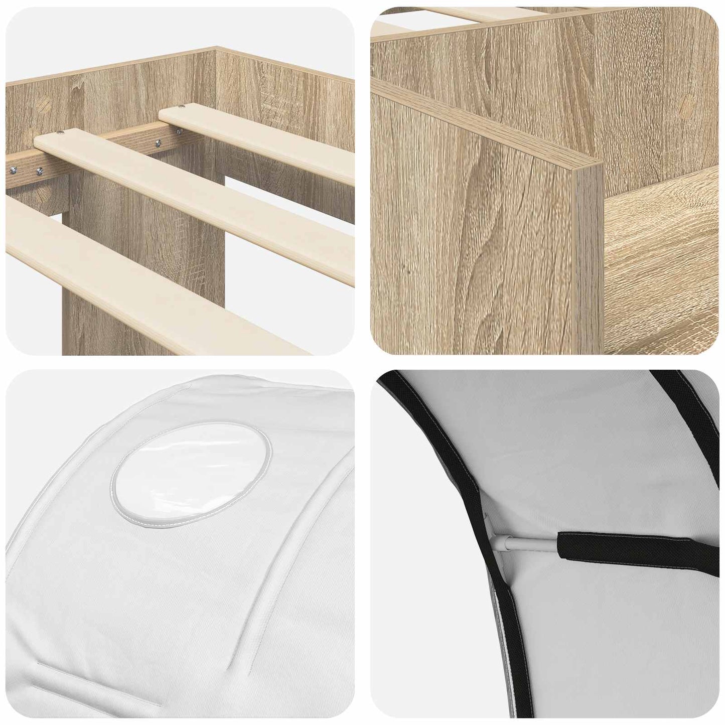 vidaXL Bed with Tunnel 3 pcs Sonoma Oak and White Engineered Wood
