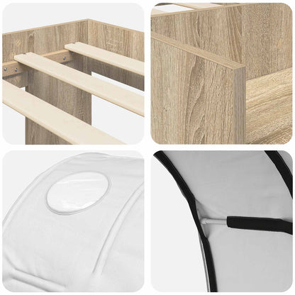 vidaXL Bed with Tunnel 3 pcs Sonoma Oak and White Engineered Wood