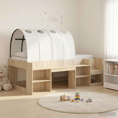 vidaXL Bed with Tunnel 3 pcs Sonoma Oak and White Engineered Wood