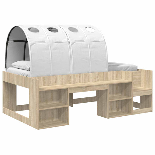 vidaXL Bed with Tunnel 3 pcs Sonoma and White Engineered Wood