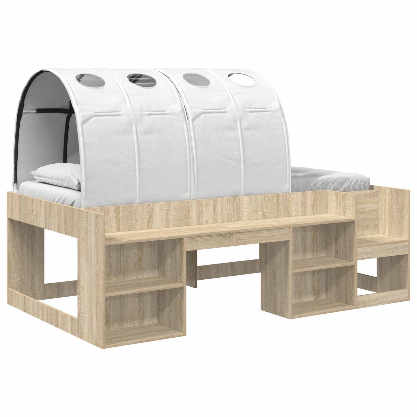 vidaXL Bed with Tunnel 3 pcs Sonoma Oak and White Engineered Wood