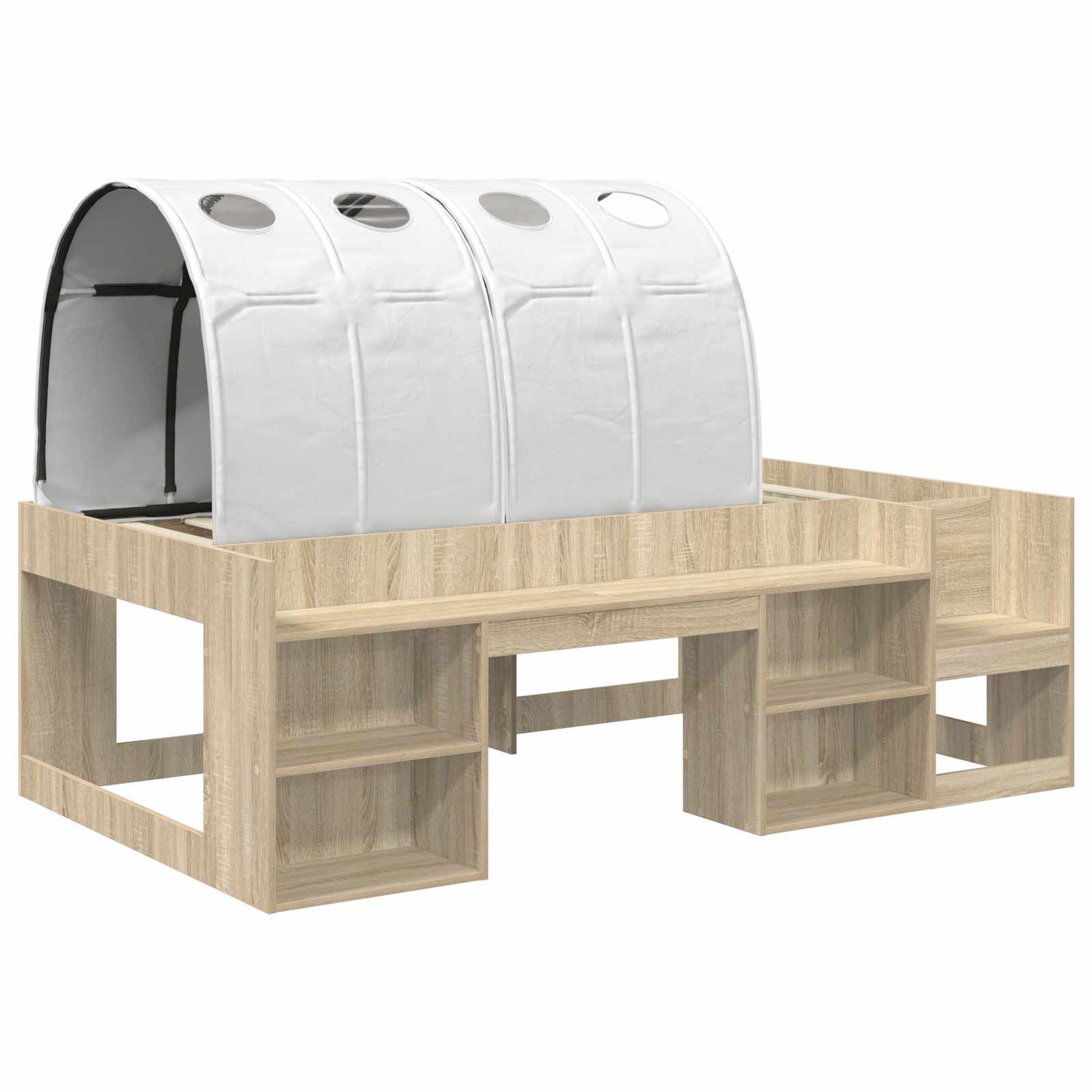 vidaXL Bed with Tunnel 3 pcs Sonoma Oak and White Engineered Wood