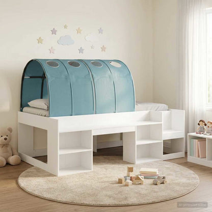 vidaXL Kids'High Bed Frame with Storage 3 pcs White and Light Blue