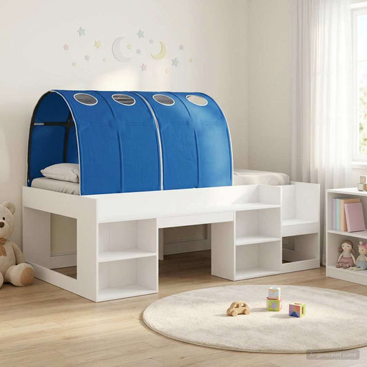 vidaXL Kids'High Bed Frame with Storage 3 pcs White and Blue