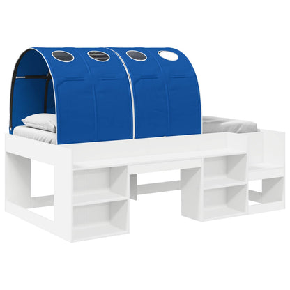 vidaXL Kids'High Bed Frame with Storage 3 pcs White and Blue