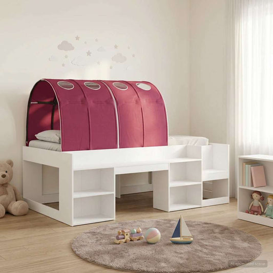 vidaXL Kids'High Bed Frame with Storage 3 pcs White and Red