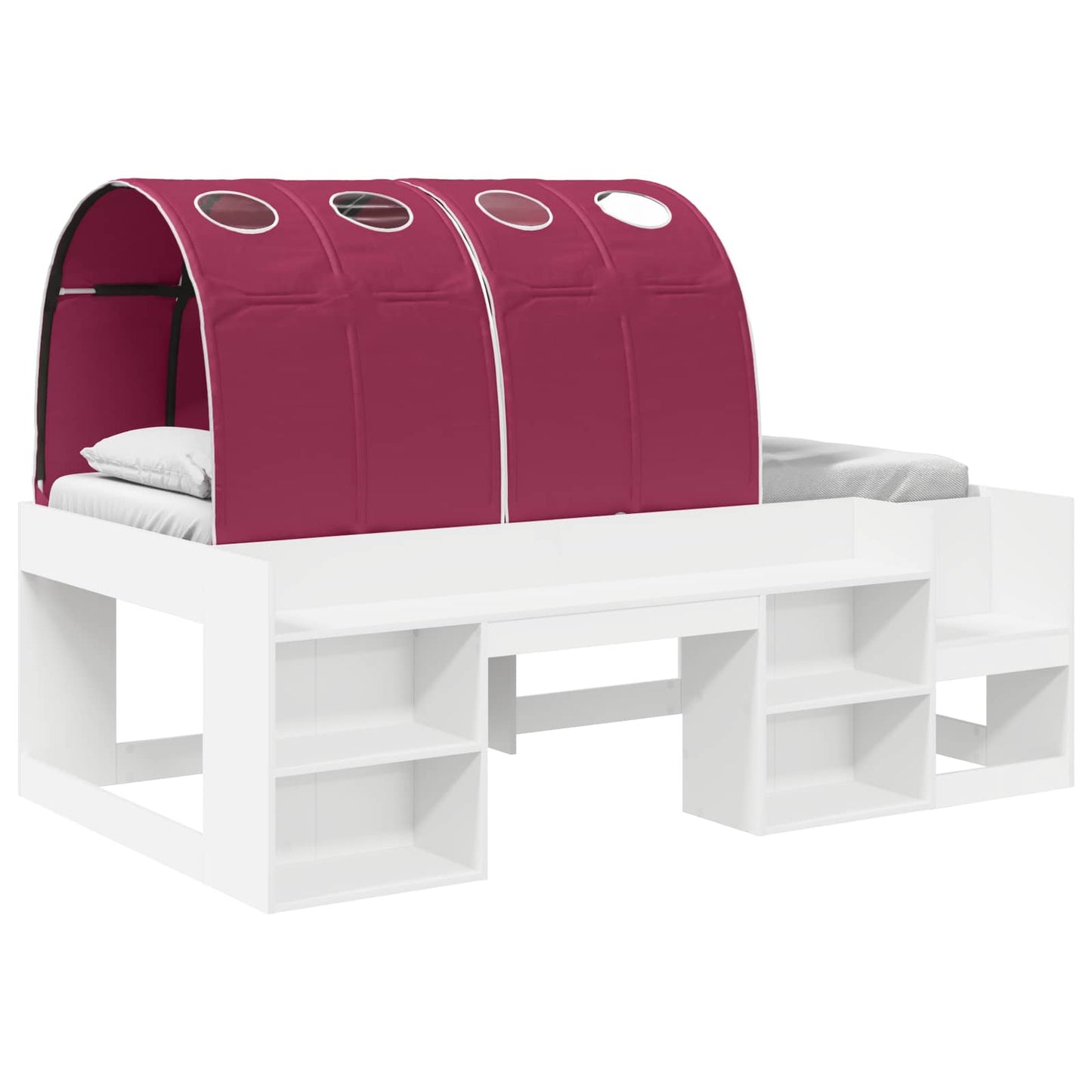 vidaXL Kids'High Bed Frame with Storage White and Red Engineered Wood