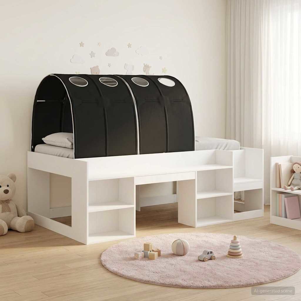 vidaXL Kids'High Bed Frame with Storage 3 pcs White and Black