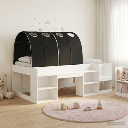 vidaXL Kids'High Bed Frame with Storage 3 pcs White and Black