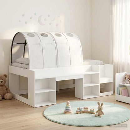 vidaXL Kids'High Bed Frame with Storage 3 pcs White Engineered Wood