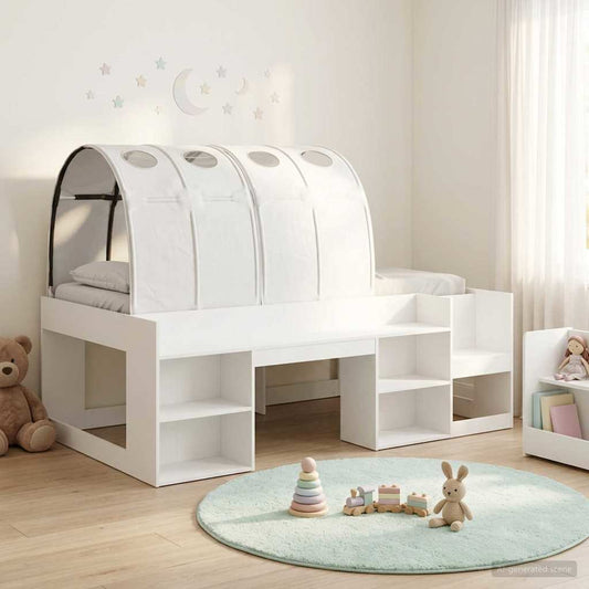vidaXL Kids'High Bed Frame with Storage 3 pcs White Engineered Wood