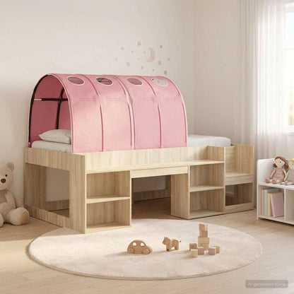 vidaXL Kids'High Bed Frame with Storage 3 pcs Sonoma Oak and Pink