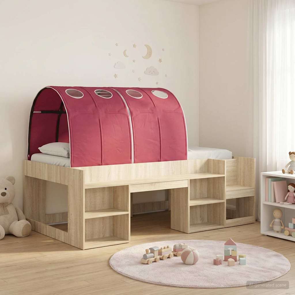 vidaXL Kids'High Bed Frame with Storage 3 pcs Sonoma Oak and Red