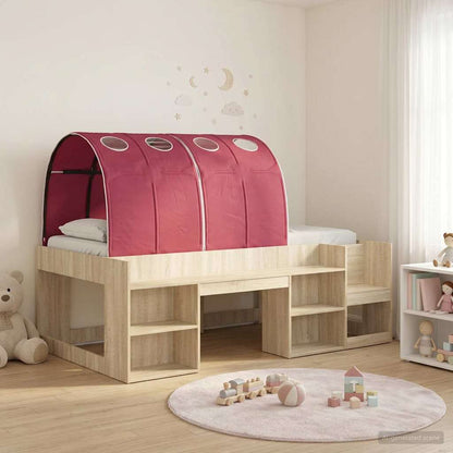 vidaXL Kids'High Bed Frame with Storage 3 pcs Sonoma Oak and Red