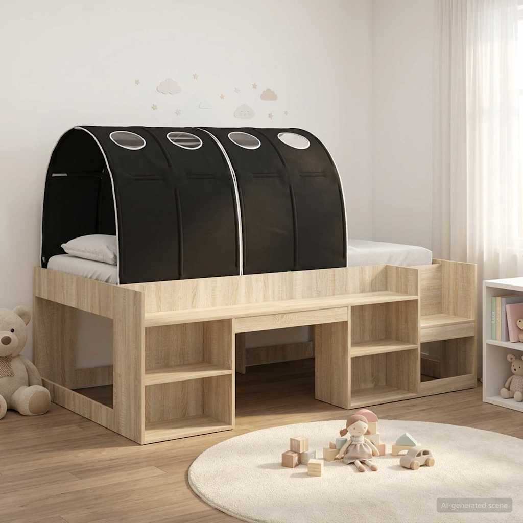 vidaXL Kids'High Bed Frame with Storage 3 pcs Sonoma Oak and Black