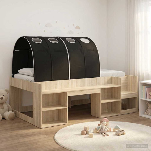 vidaXL Kids'High Bed Frame with Storage 3 pcs Sonoma Oak and Black