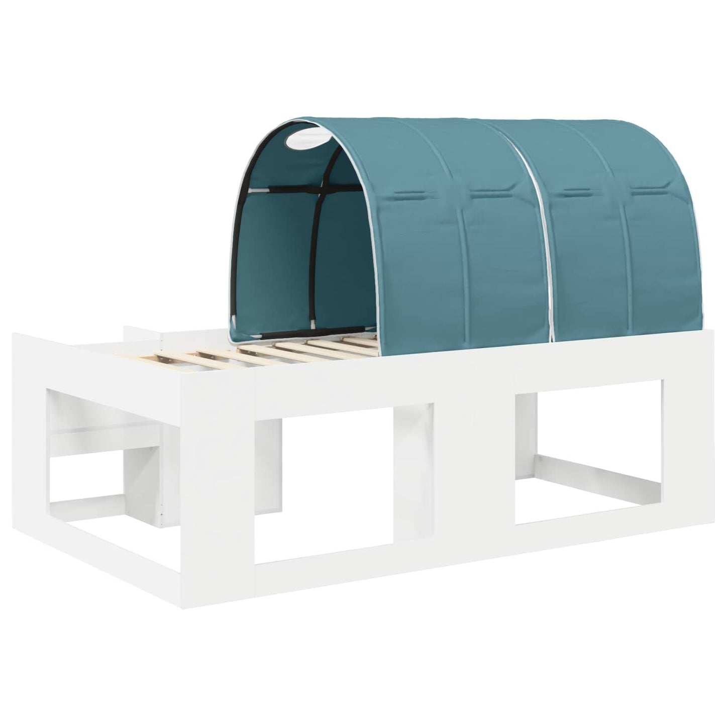 vidaXL Bed Frame with Tunnel with Shelf 3 pcs White and Light Blue