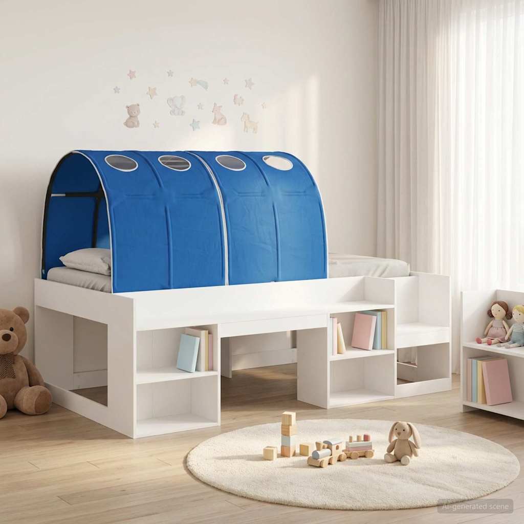 vidaXL Bed Frame with Tunnel 3 pcs White and Blue Engineered Wood