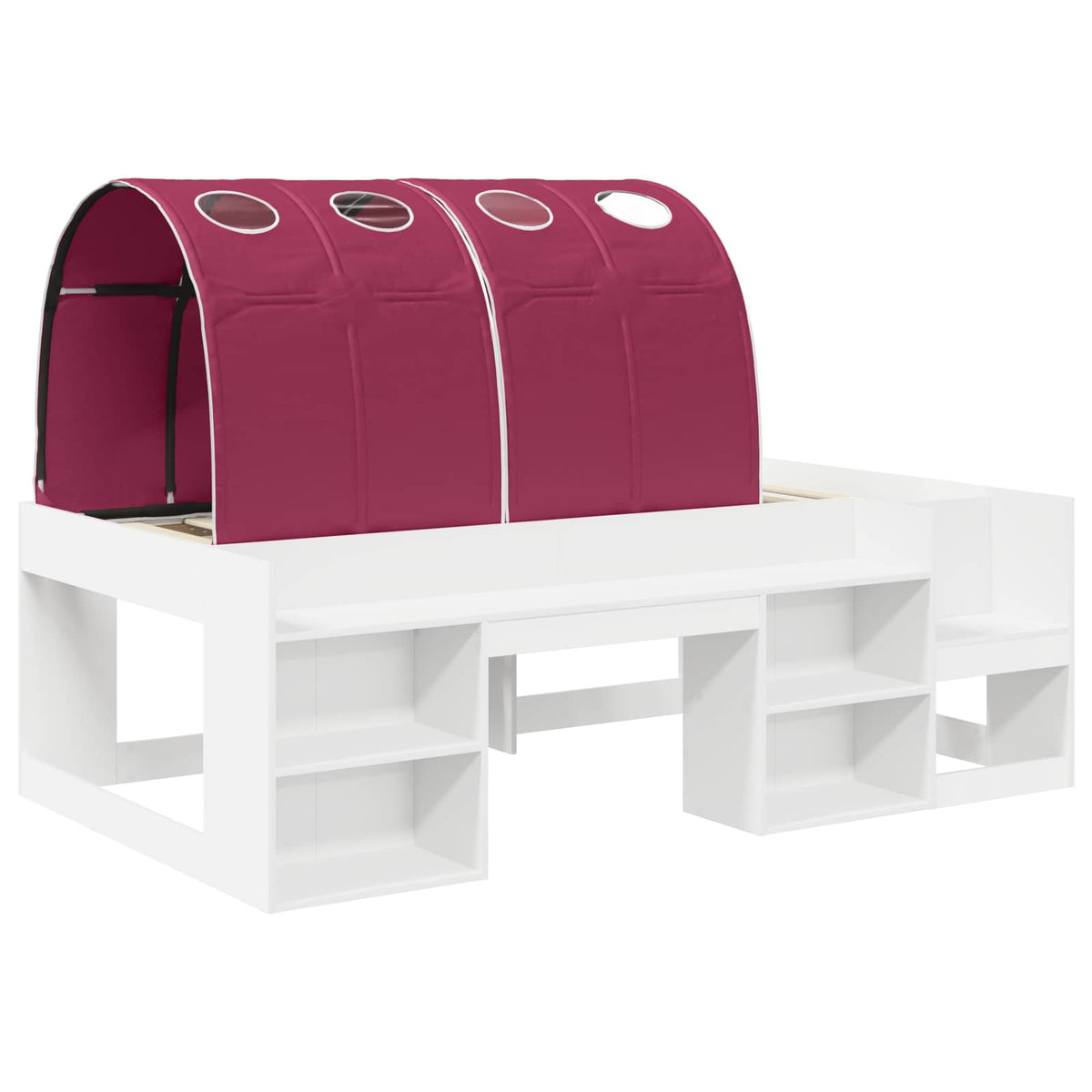 vidaXL Bed Frame with Tunnel 3 pcs White and Red Engineered Wood