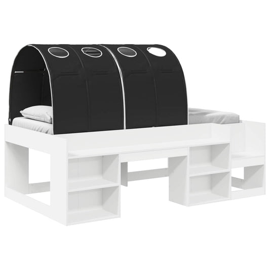 vidaXL Bed Frame with Tunnel 3 pcs White and Black Engineered Wood