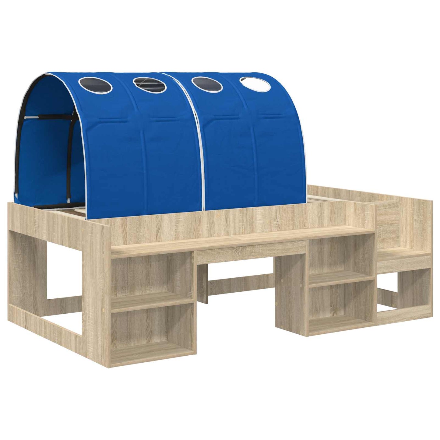 vidaXL Bed Frame with Tunnel 3 pcs Sonoma Oak and Blue Engineered Wood
