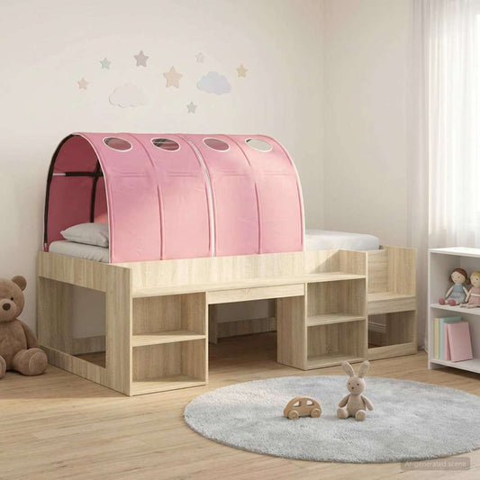 vidaXL Bed Frame with Tunnel 3 pcs Sonoma Oak and Pink Engineered Wood