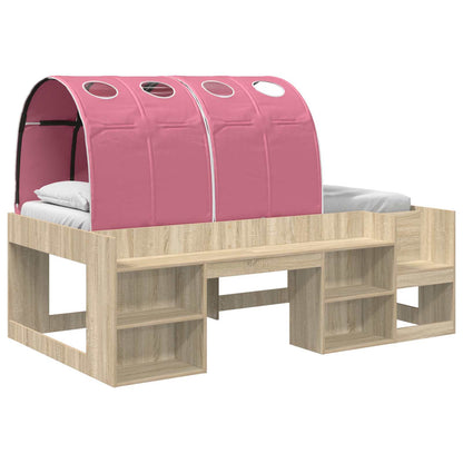 vidaXL Bed Frame with Tunnel 3 pcs Sonoma Oak and Pink Engineered Wood