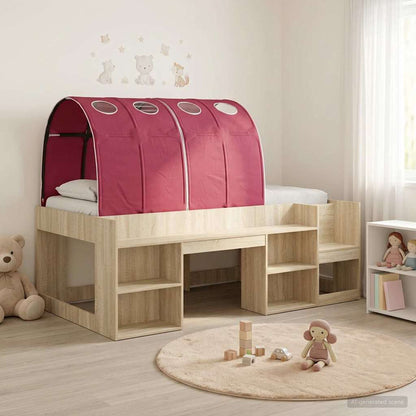 vidaXL Bed Frame with Tunnel 3 pcs Sonoma Oak and Red Engineered Wood