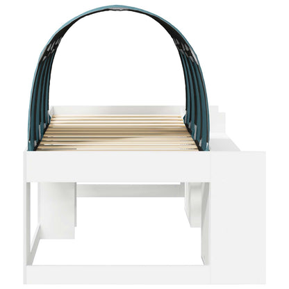 vidaXL Bed Frame with Tunnel with Shelf 3 pcs White and Light Blue
