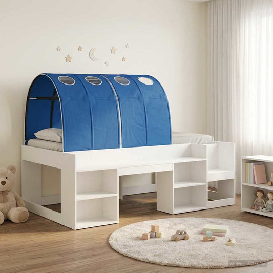 vidaXL Bed Frame with Tunnel 3 pcs White and Blue Engineered Wood