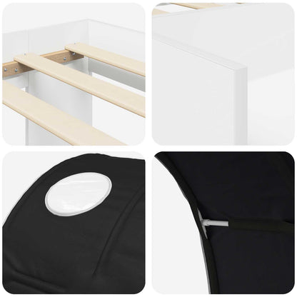 vidaXL Bed Frame with Tunnel 3 pcs White and Black Engineered Wood