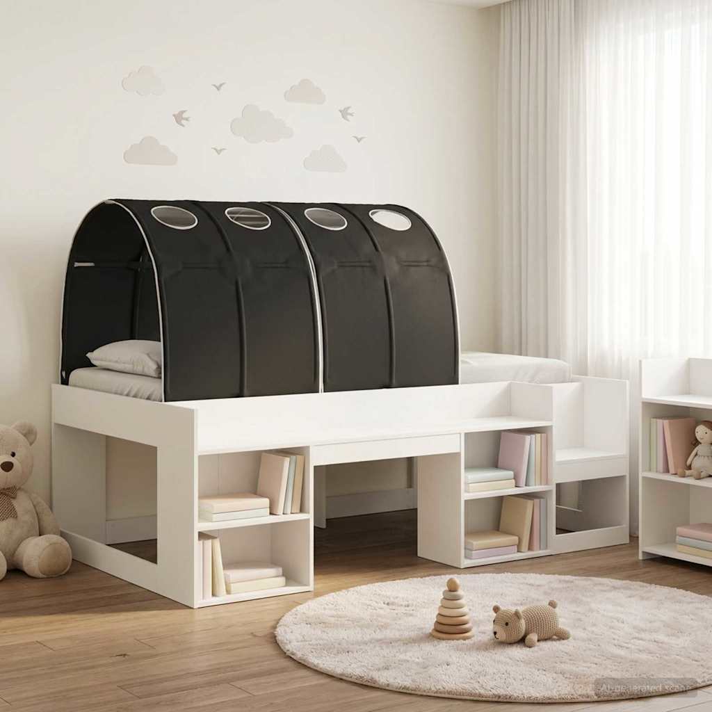 vidaXL Bed Frame with Tunnel 3 pcs White and Black Engineered Wood