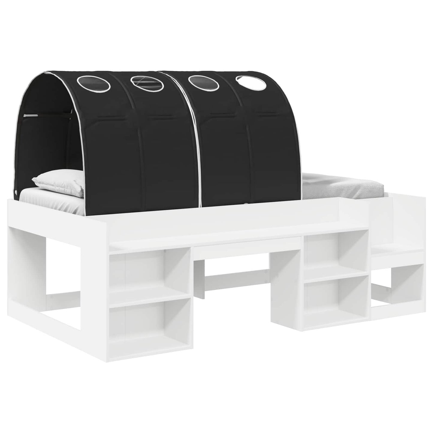 vidaXL Bed Frame with Tunnel 3 pcs White and Black Engineered Wood