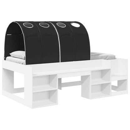 vidaXL Bed Frame with Tunnel 3 pcs White and Black Engineered Wood
