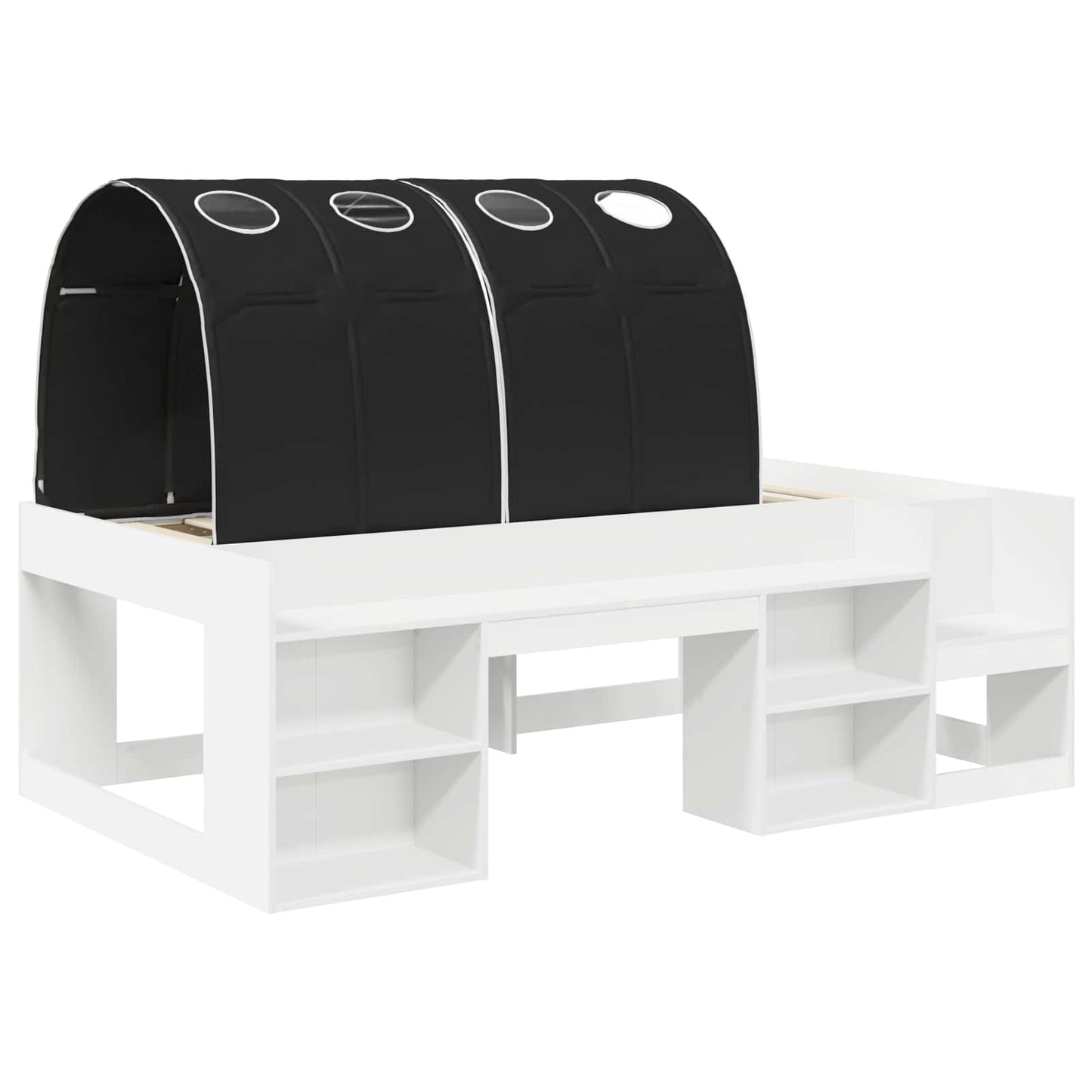 vidaXL Bed Frame with Tunnel 3 pcs White and Black Engineered Wood