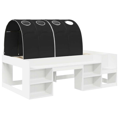 vidaXL Bed Frame with Tunnel 3 pcs White and Black Engineered Wood