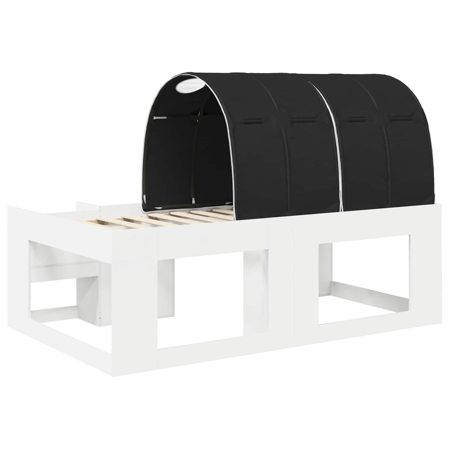 vidaXL Bed Frame with Tunnel 3 pcs White and Black Engineered Wood
