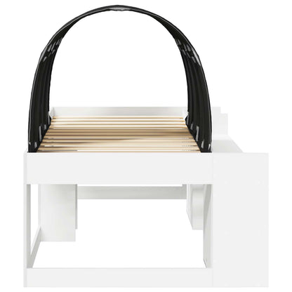 vidaXL Bed Frame with Tunnel 3 pcs White and Black Engineered Wood