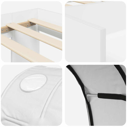vidaXL Bed Frame with Tunnel with Shelf 3 pcs White Engineered Wood