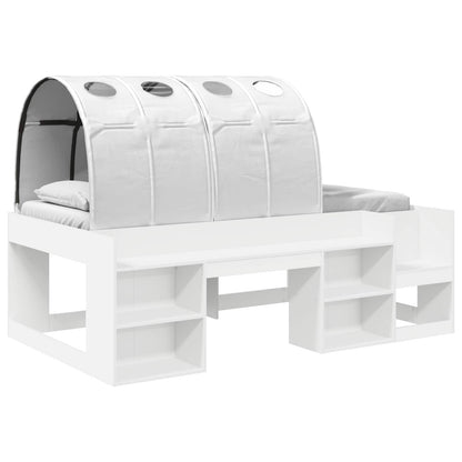 vidaXL Bed Frame with Tunnel with Shelf 3 pcs White Engineered Wood