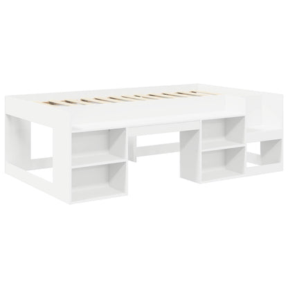 vidaXL Bed Frame with Tunnel with Shelf 3 pcs White Engineered Wood